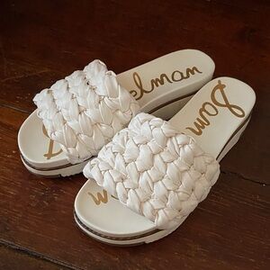 Sam Edelman White Braided Slide Sandals